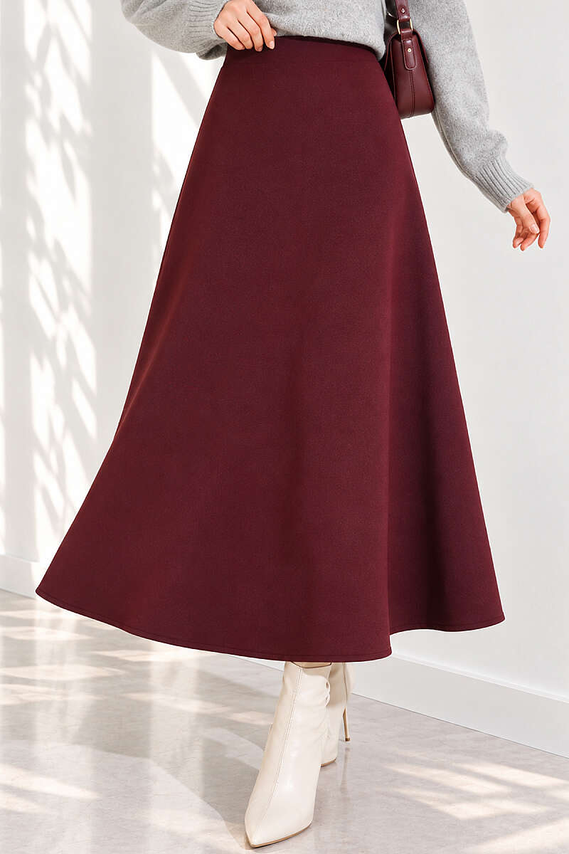 Basic Scuba Pencil Skirt - Plum