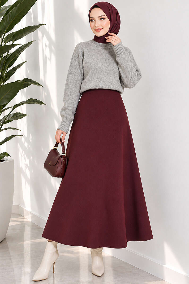 Basic Scuba Pencil Skirt - Plum