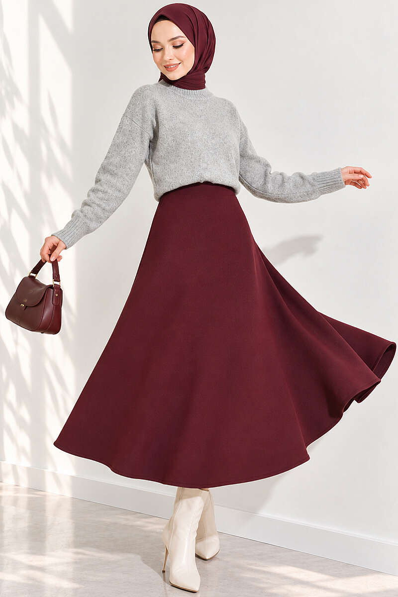 Basic Scuba Pencil Skirt - Plum