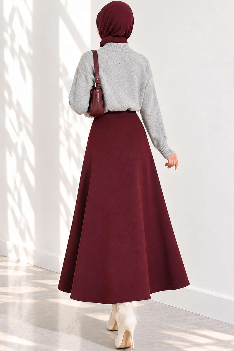 Basic Scuba Pencil Skirt - Plum