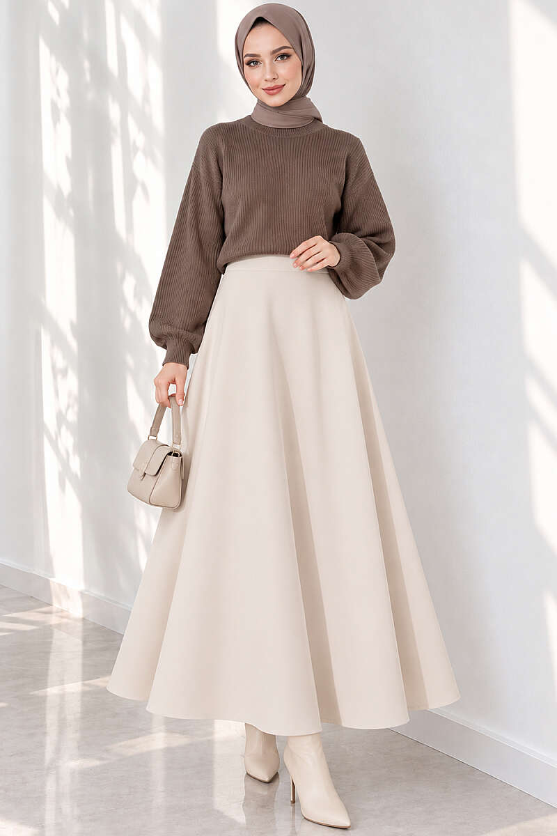 Basic Scuba Pencil Skirt - Stone