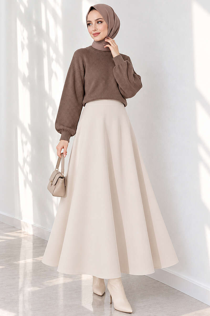 Basic Scuba Pencil Skirt - Stone