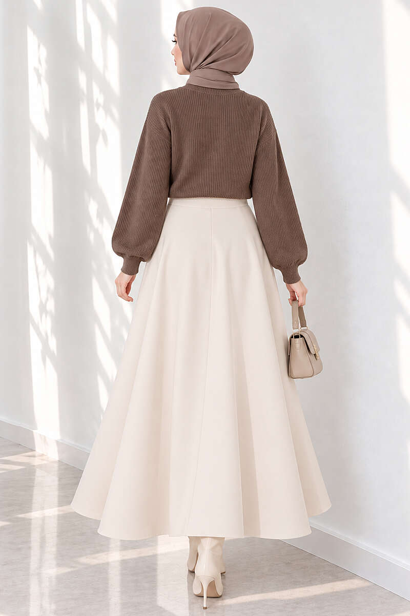 Basic Scuba Pencil Skirt - Stone