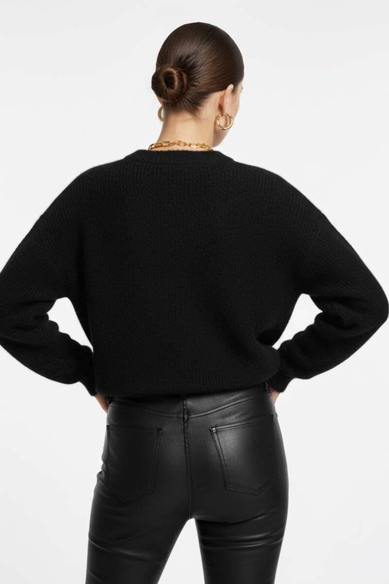 Basic Soft Fluffy Sweater - Black