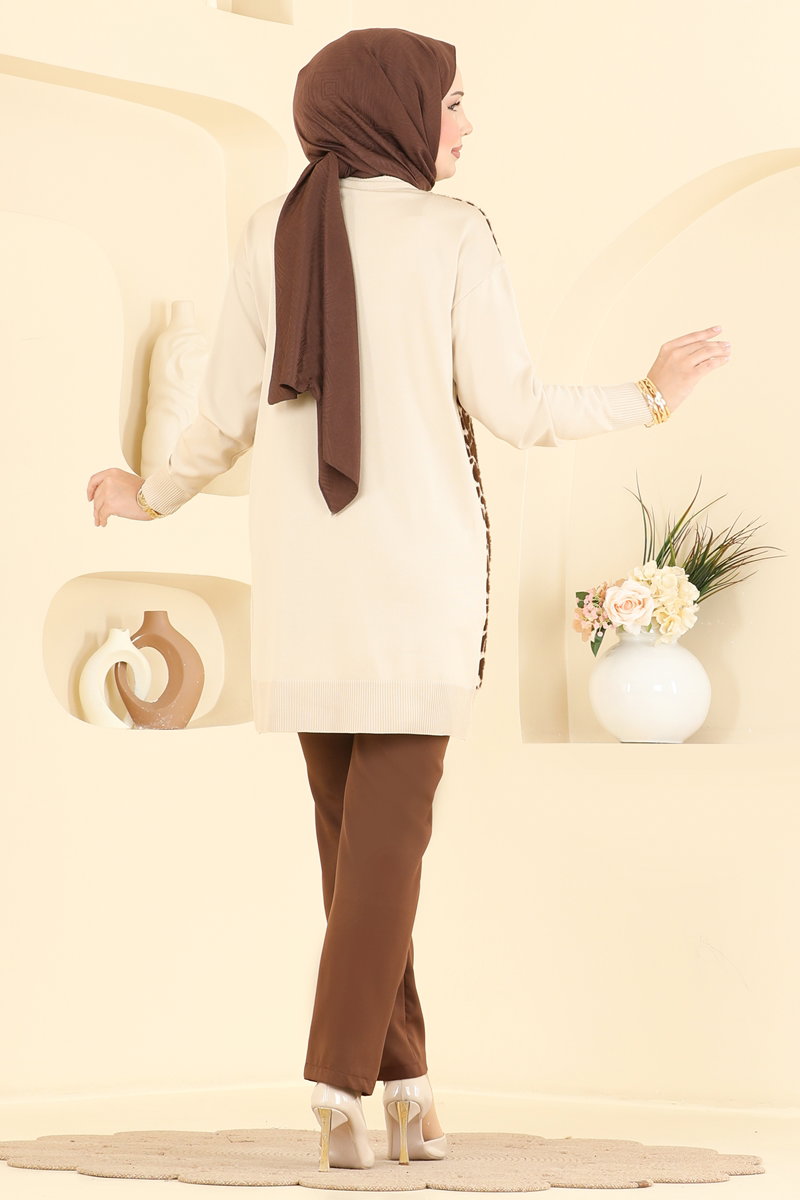 Print-Detail Mercerised Tunic - Stone