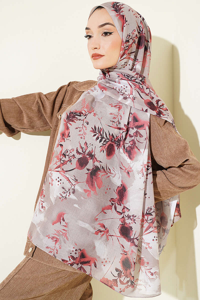 Floral Print Shawl - Beige