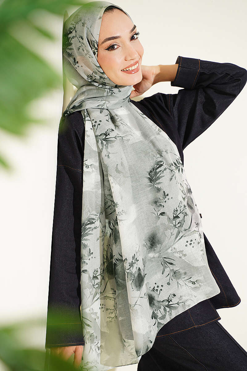 Floral Print Shawl - Khaki