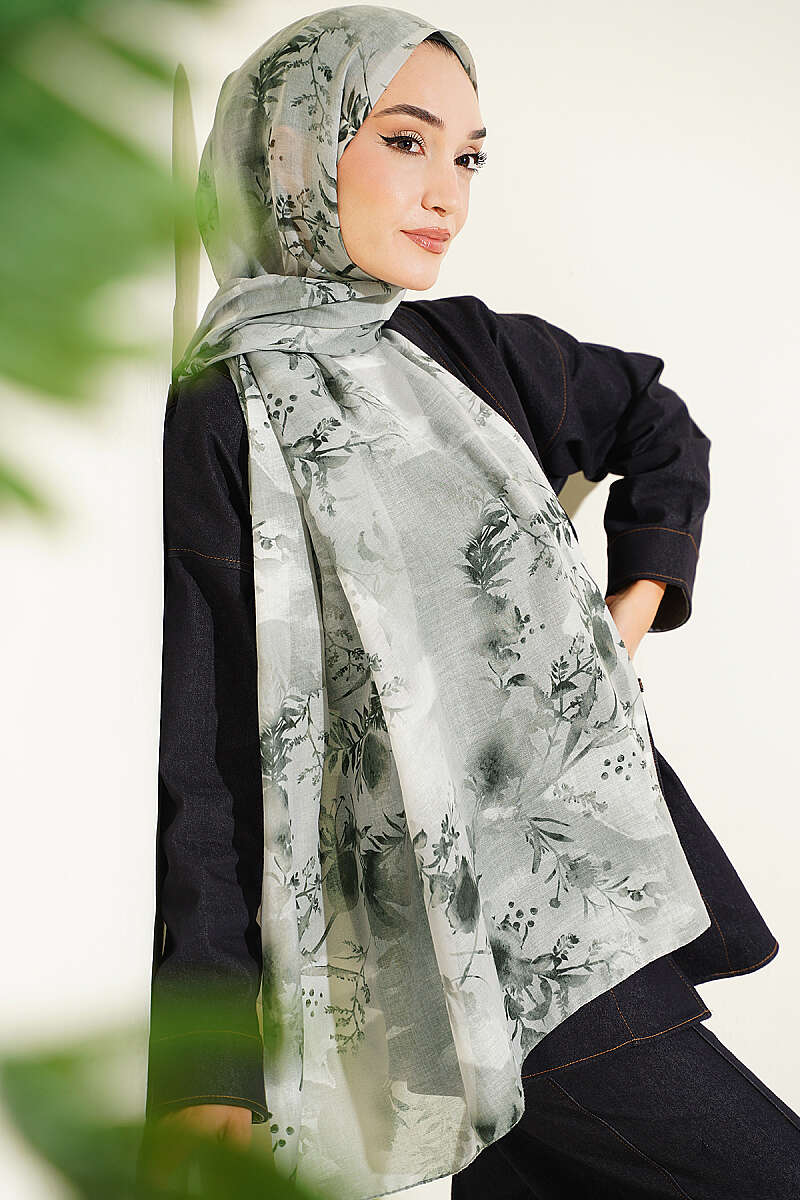 Floral Print Shawl - Khaki