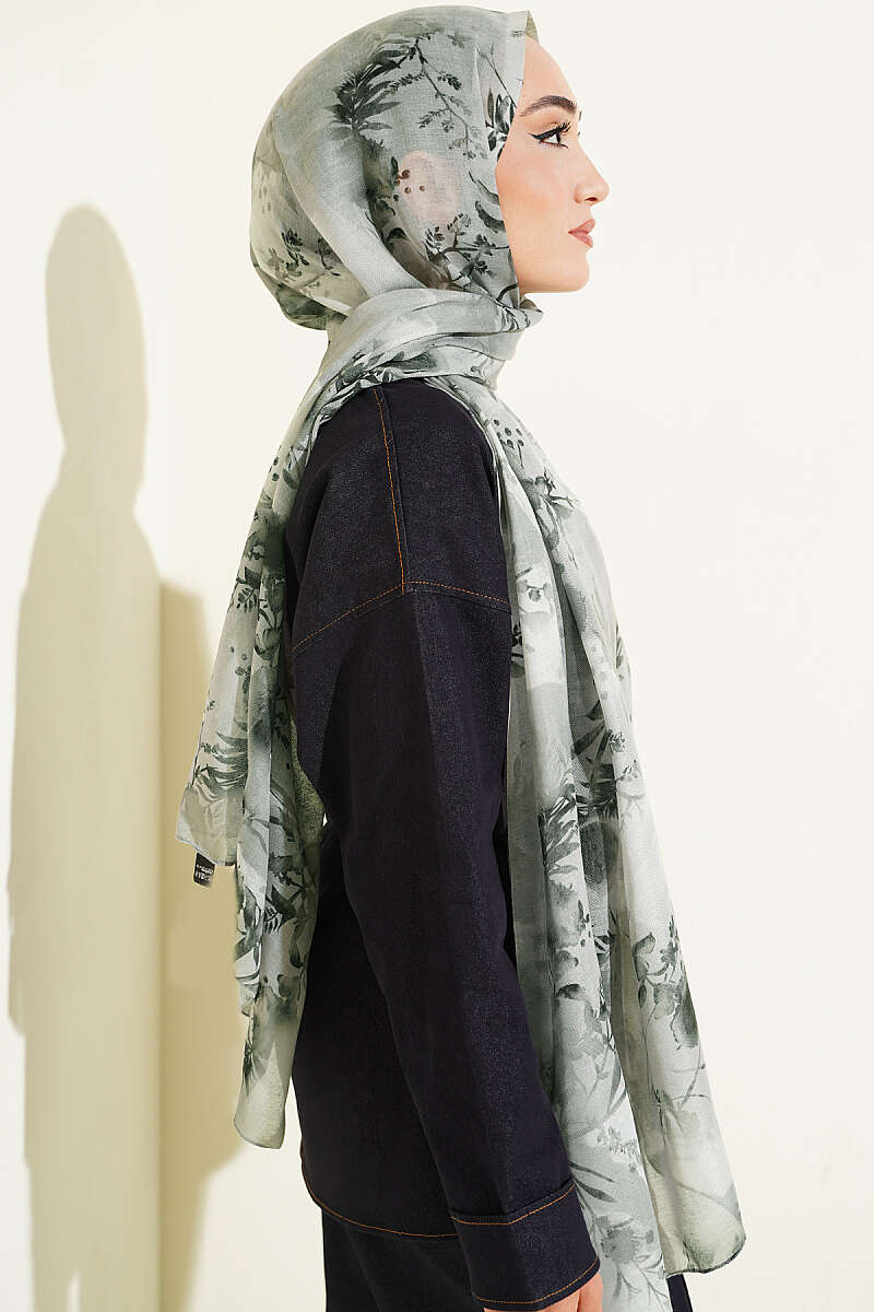 Floral Print Shawl - Khaki