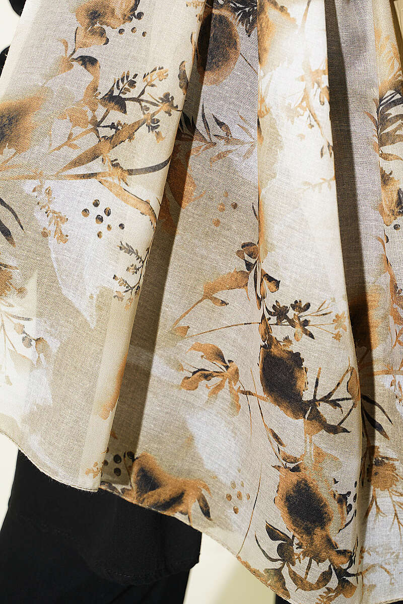 Floral Print Shawl - Dark Olive