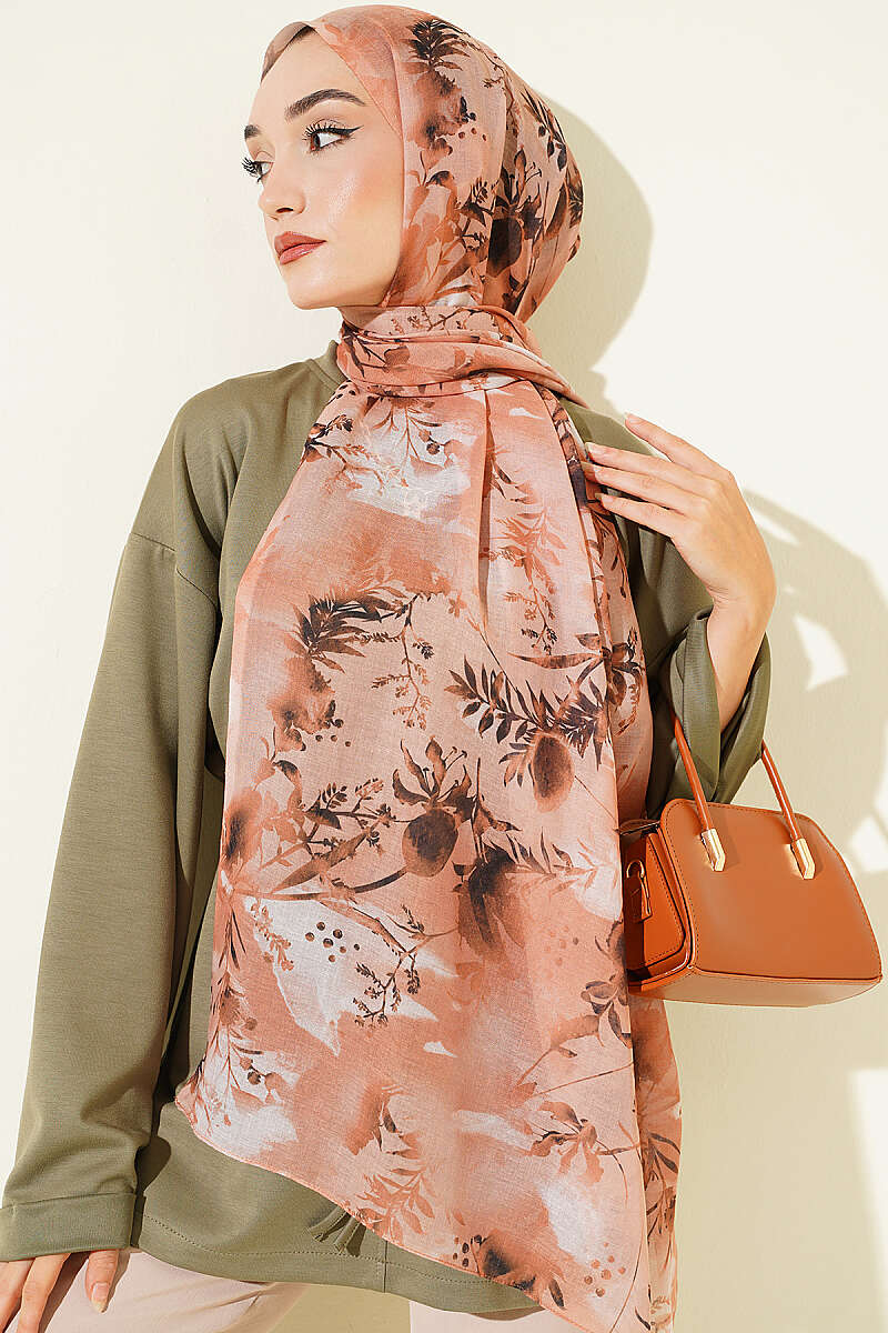 Floral Print Shawl - Onion Skin