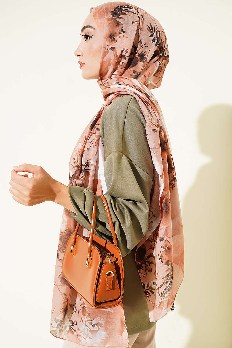 Floral Print Shawl - Onion Skin