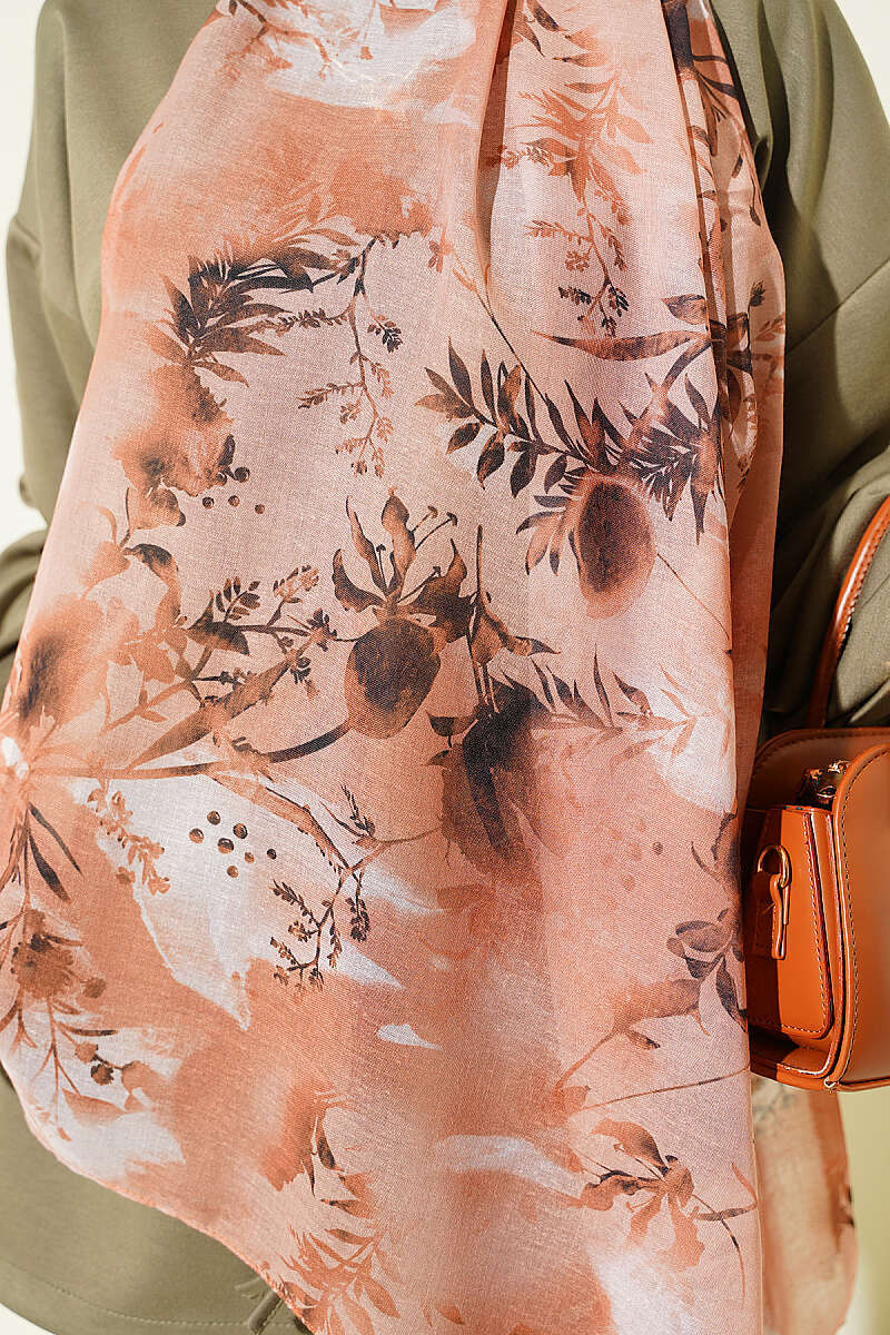 Floral Print Shawl - Onion Skin