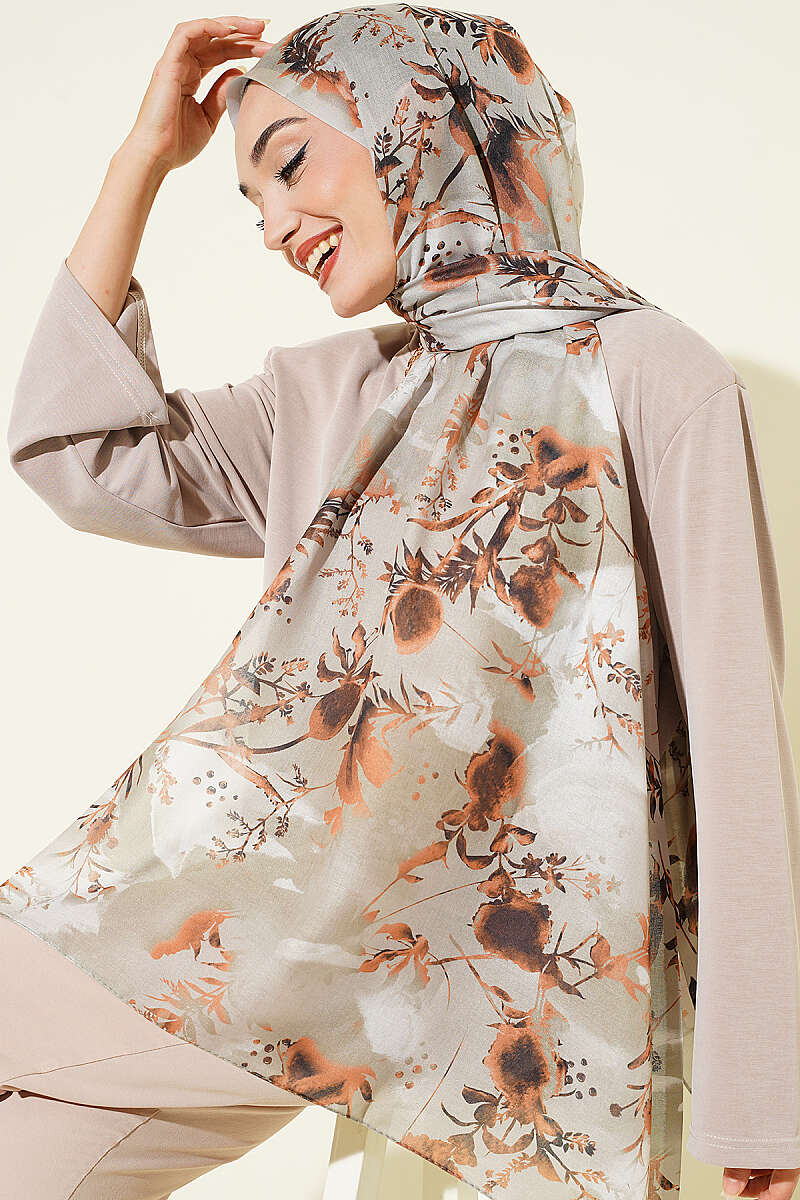 Floral Print Shawl - Aqua Green