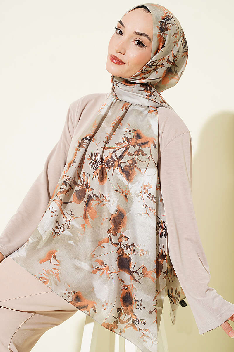 Floral Print Shawl - Aqua Green