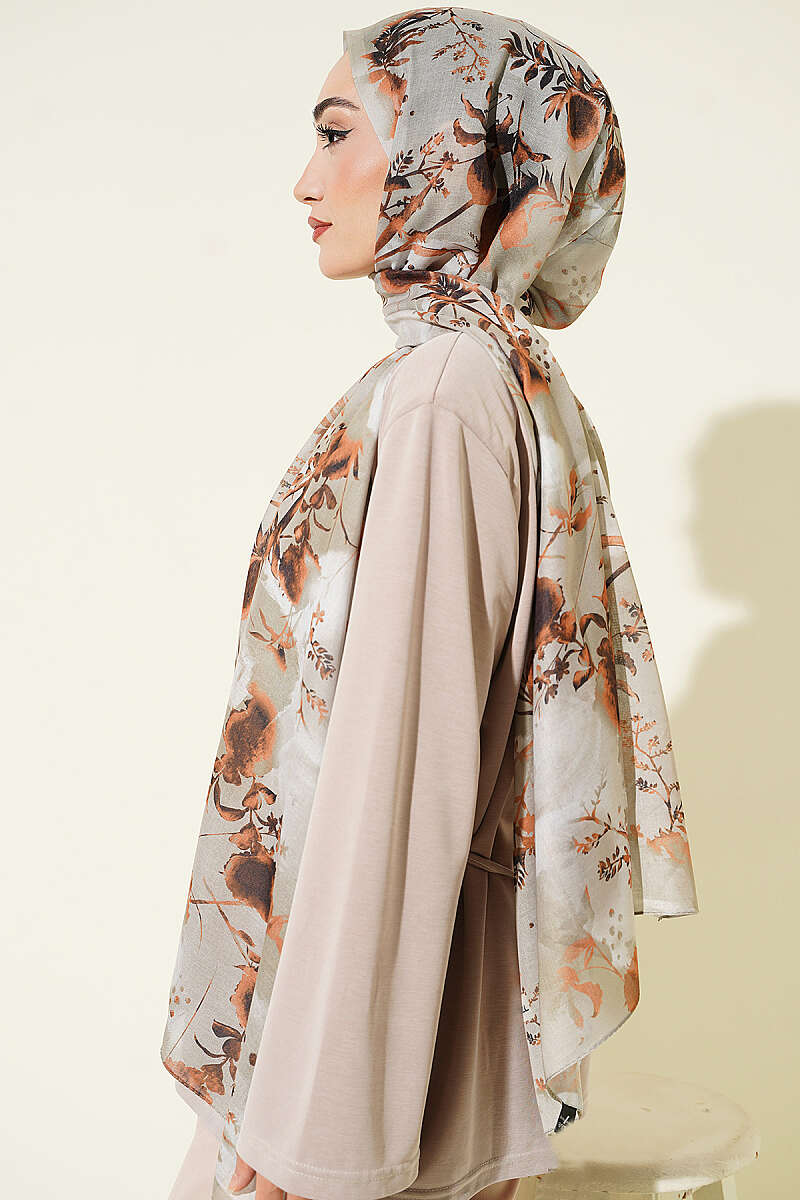Floral Print Shawl - Aqua Green