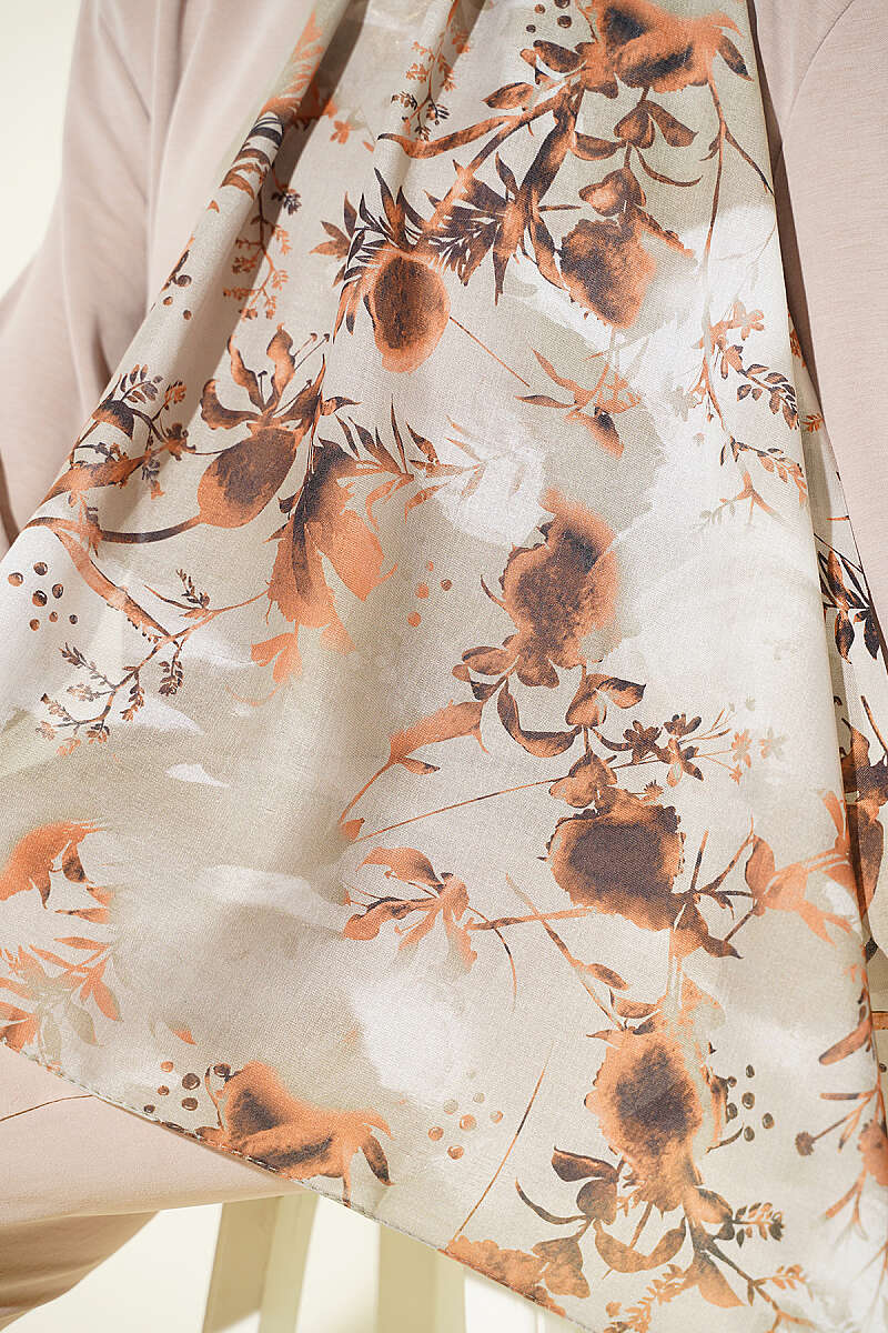 Floral Print Shawl - Aqua Green