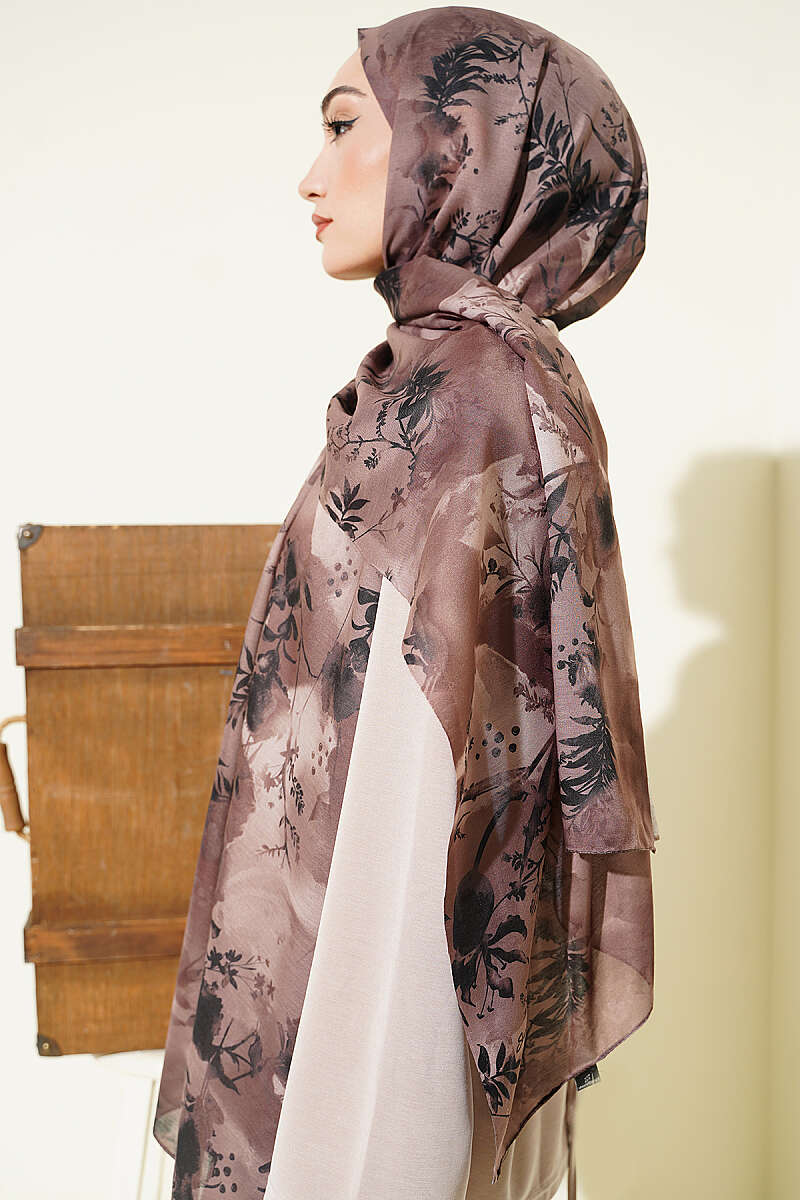 Floral Print Shawl - Mink