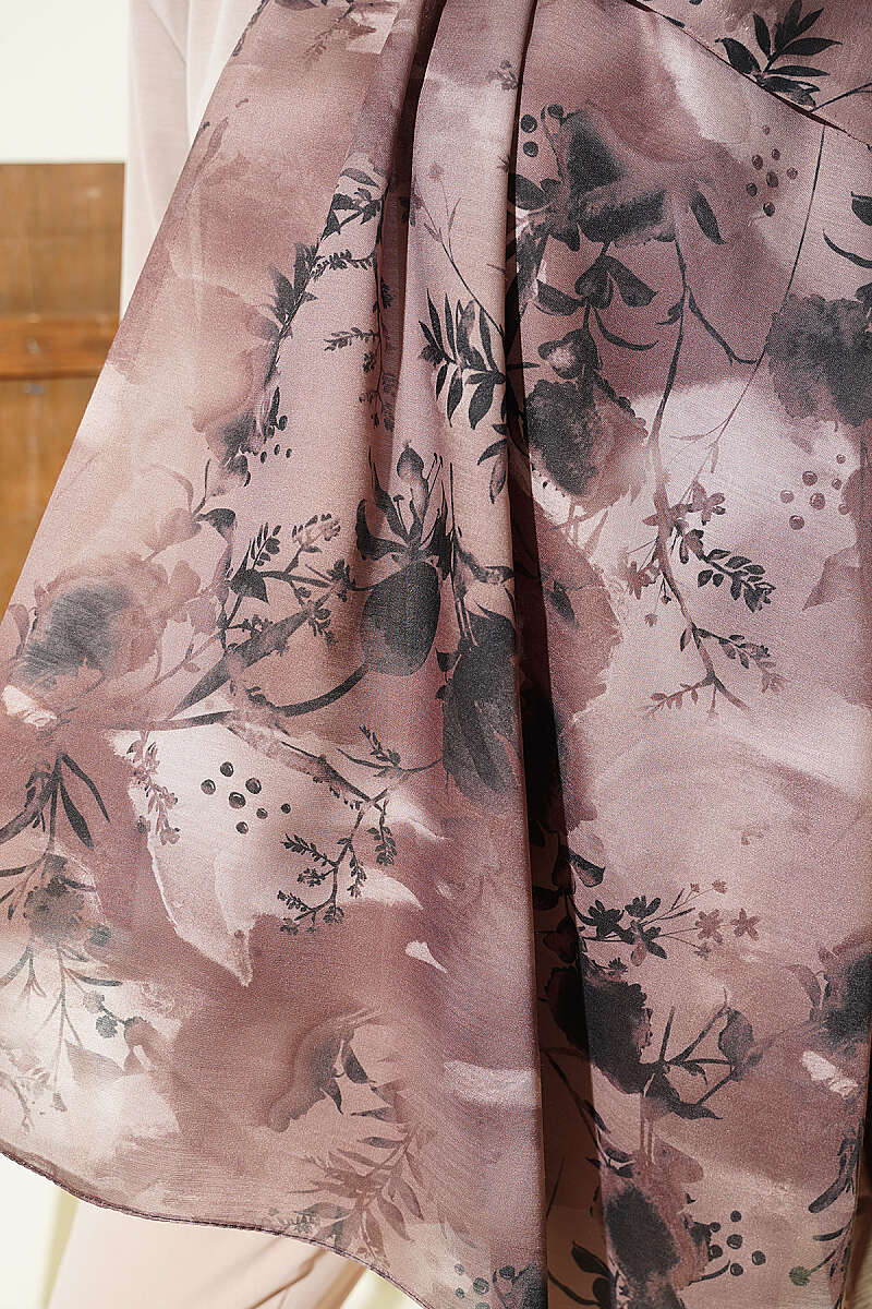Floral Print Shawl - Mink