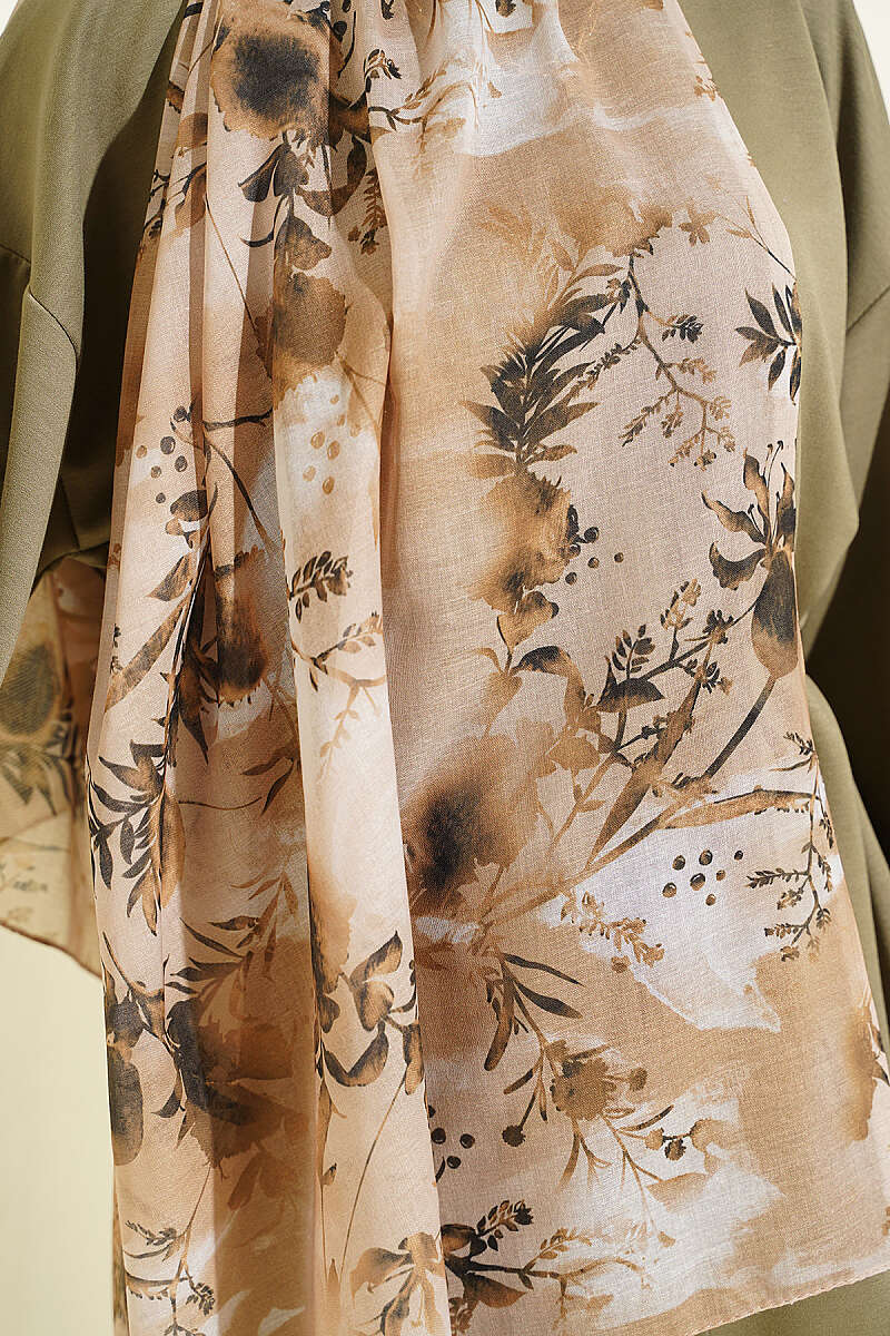 Floral Print Shawl - Olive