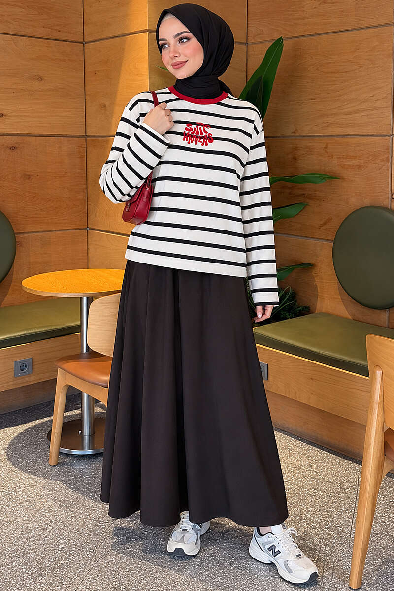 Striped Print Tunic - White