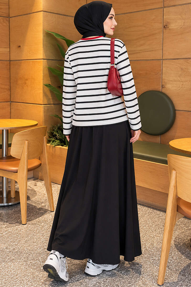Striped Print Tunic - White