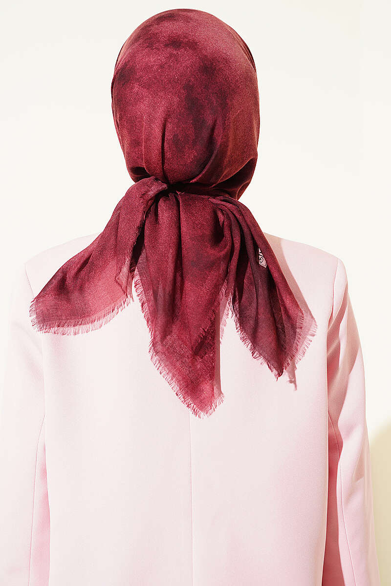 Batik Print Soft Crinkle Scarf - Burgundy
