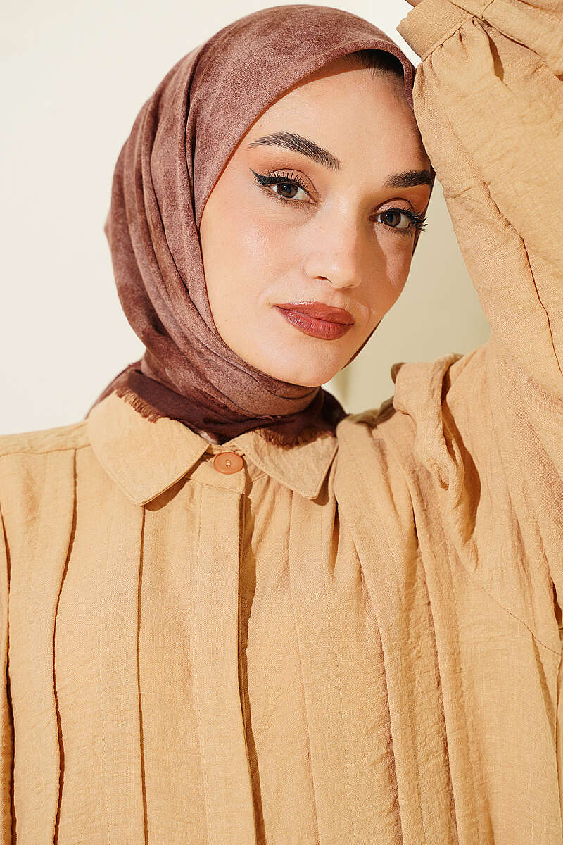 Batik Print Soft Crinkle Scarf - Chestnut