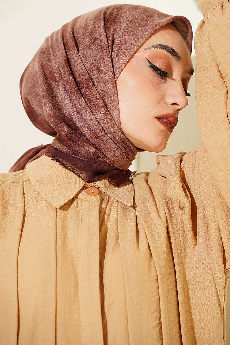 Batik Print Soft Crinkle Scarf - Chestnut