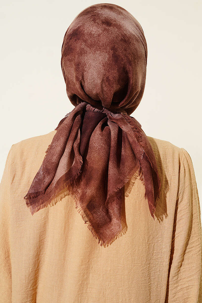 Batik Print Soft Crinkle Scarf - Chestnut