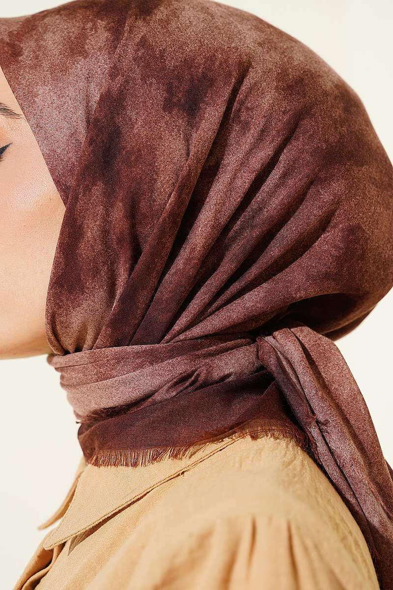 Batik Print Soft Crinkle Scarf - Chestnut