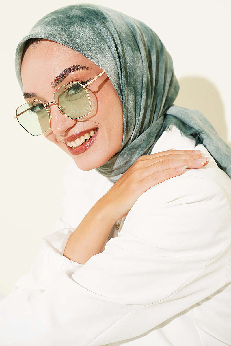 Batik Print Soft Crinkle Scarf - Green