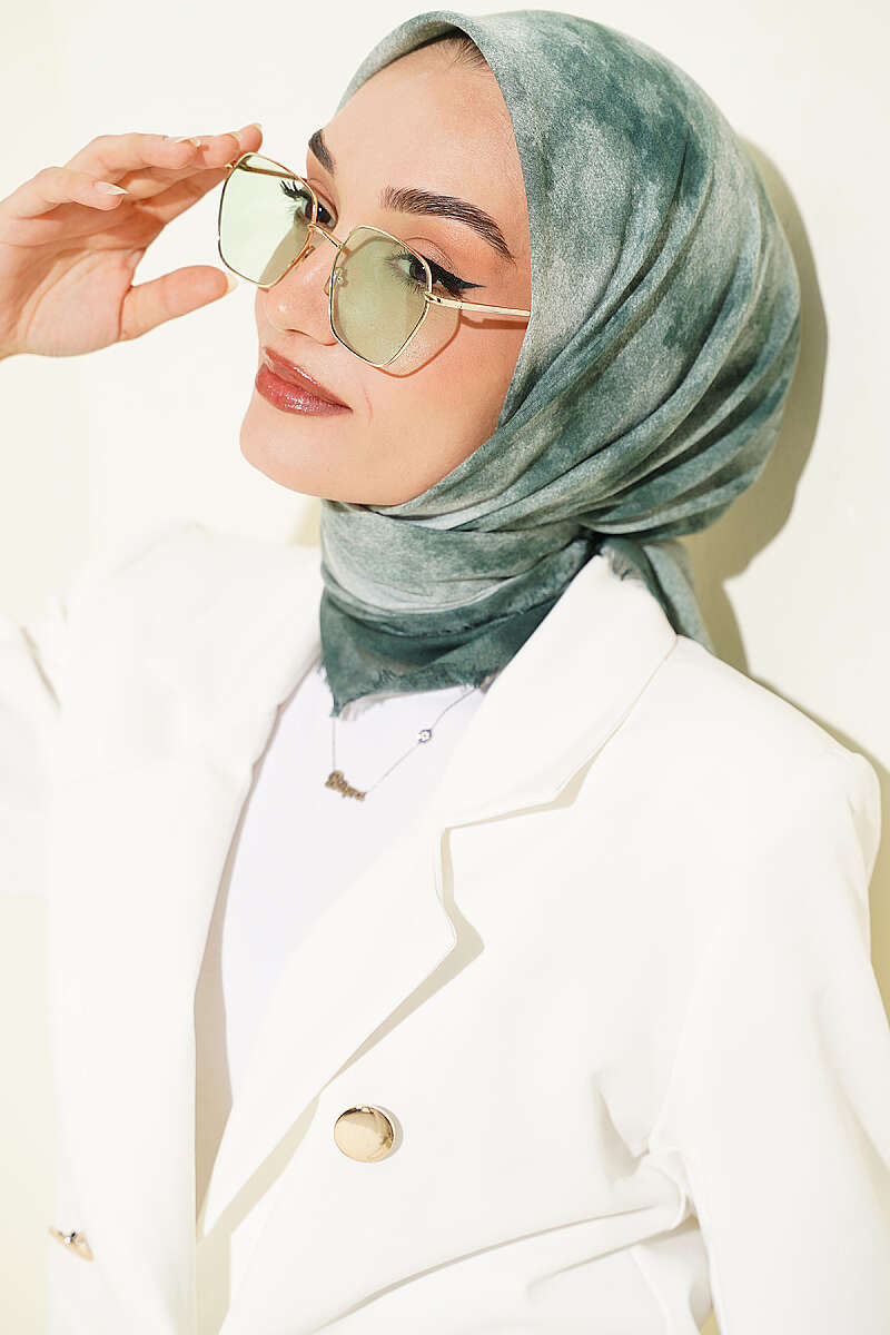 Batik Print Soft Crinkle Scarf - Green