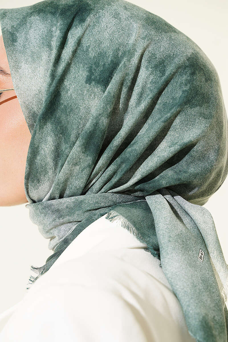Batik Print Soft Crinkle Scarf - Green