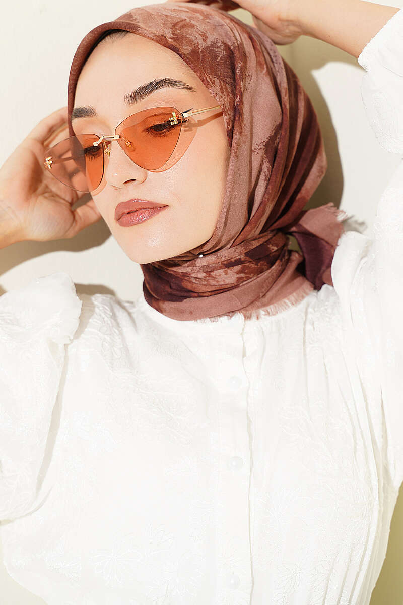 Batik Print Soft Scarf - Milk Coffee