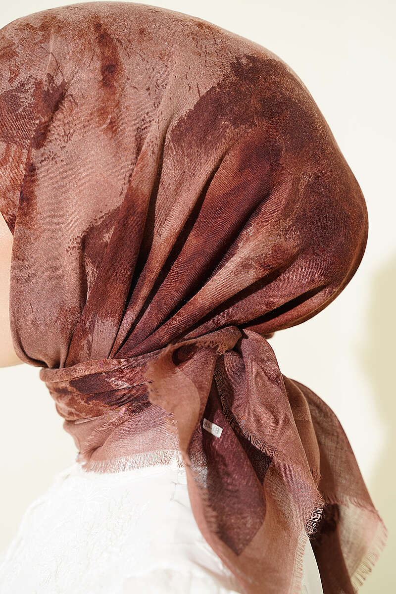 Batik Print Soft Scarf - Milk Coffee