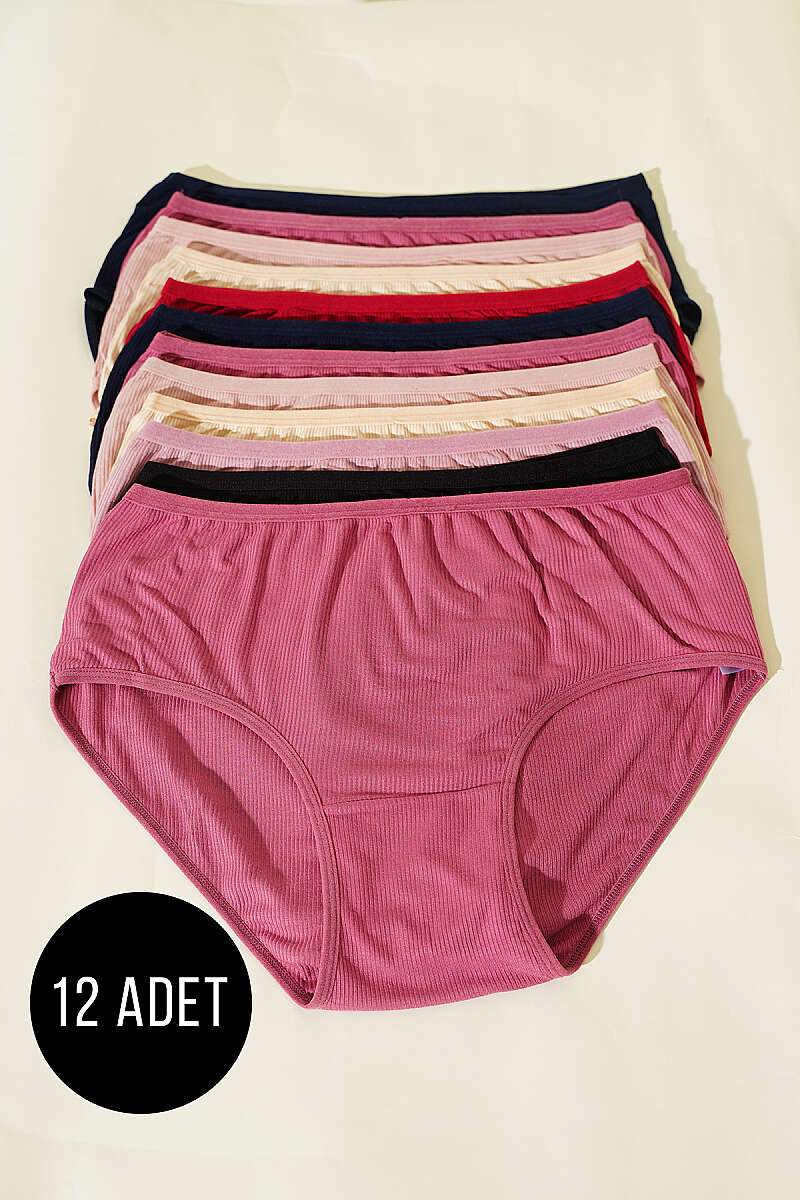 12-Pack Bamboo Ribbed Boyshorts - Multicolour