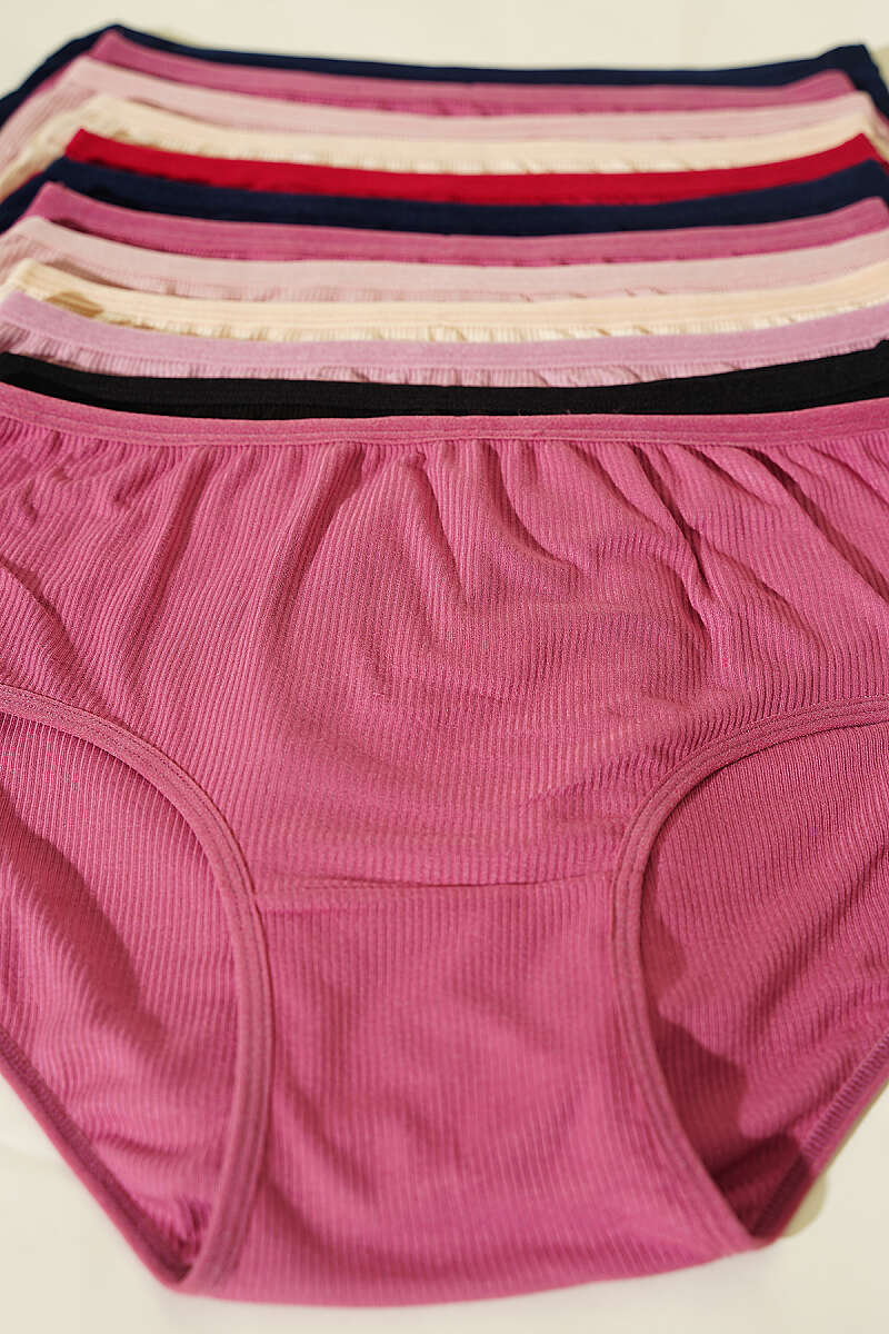 12-Pack Bamboo Ribbed Boyshorts - Multicolour