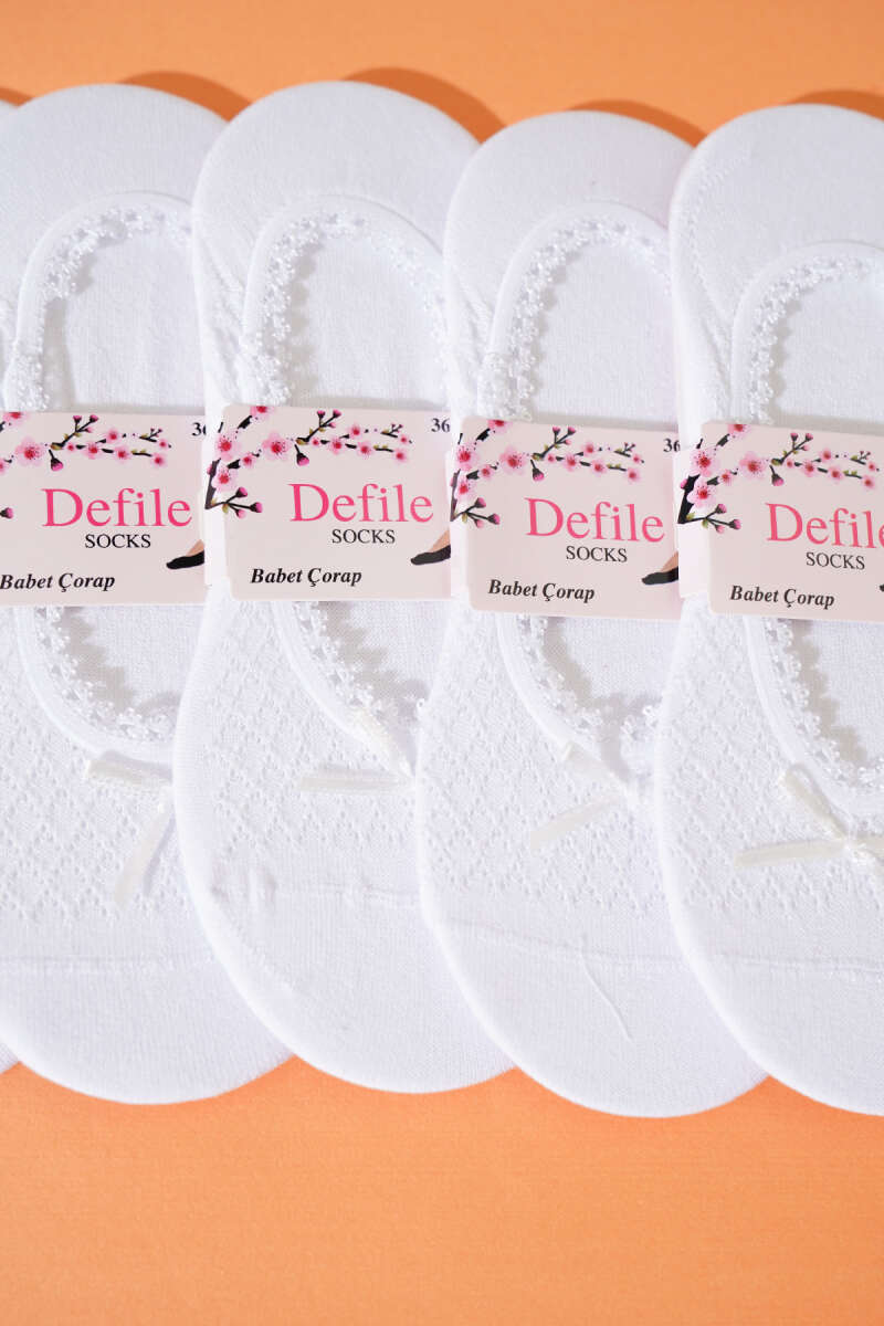 6-Pack Lace No-Show Socks - White