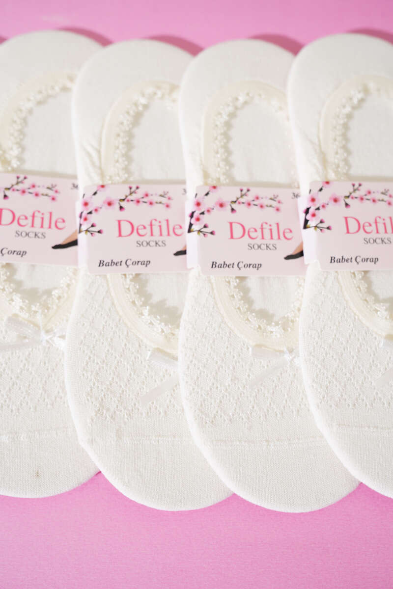 6-Pack Lace No-Show Socks - Ecru