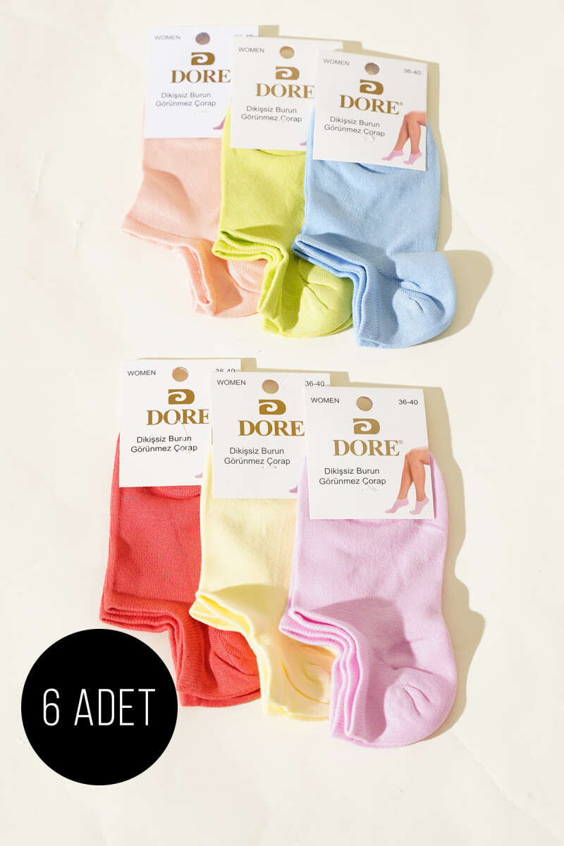 6-Pack Seamless-Toe No-Show Socks - Multicolour 2