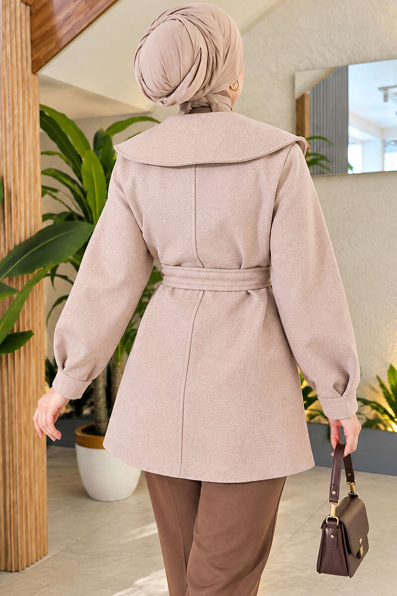 Felt Coat with Peter Pan Collar - Mink