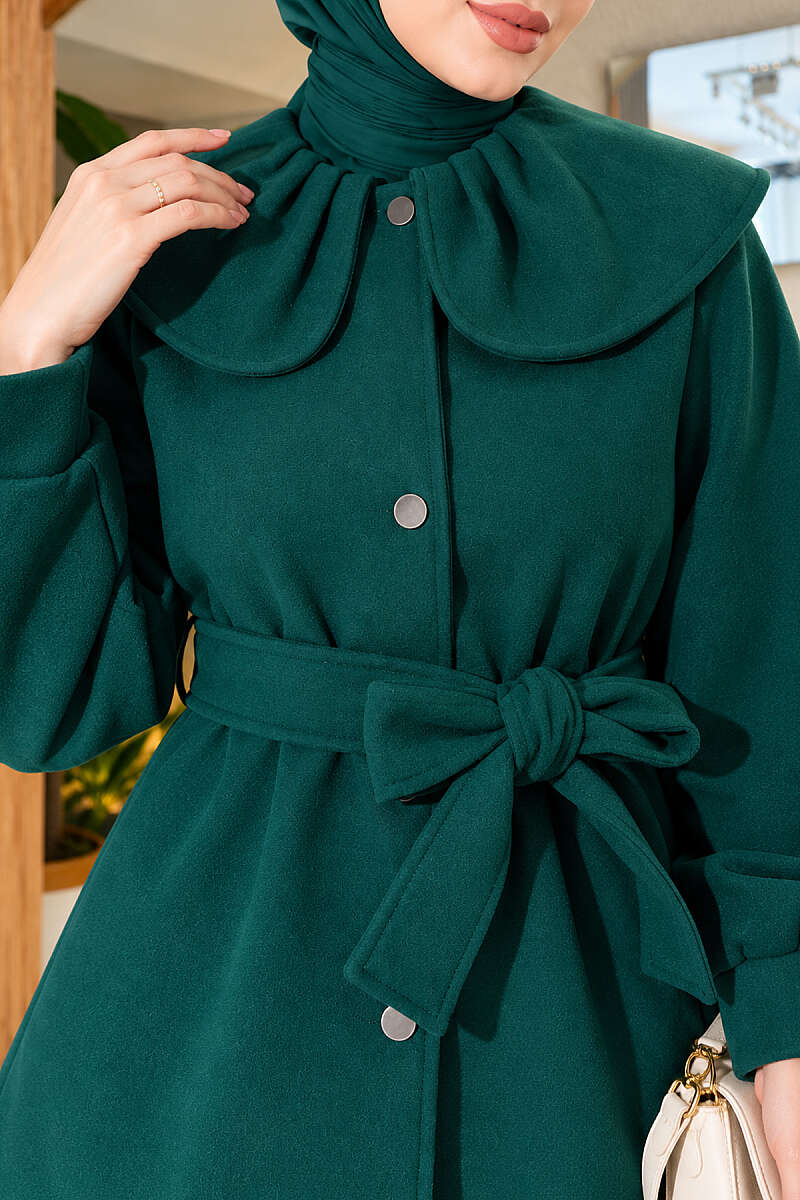 Felt Coat with Peter Pan Collar - Emerald