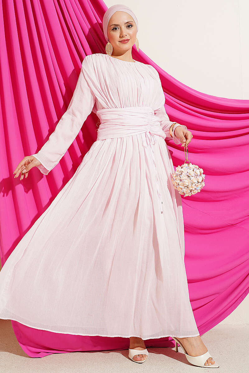 Dress with Gathered Waist - Pink