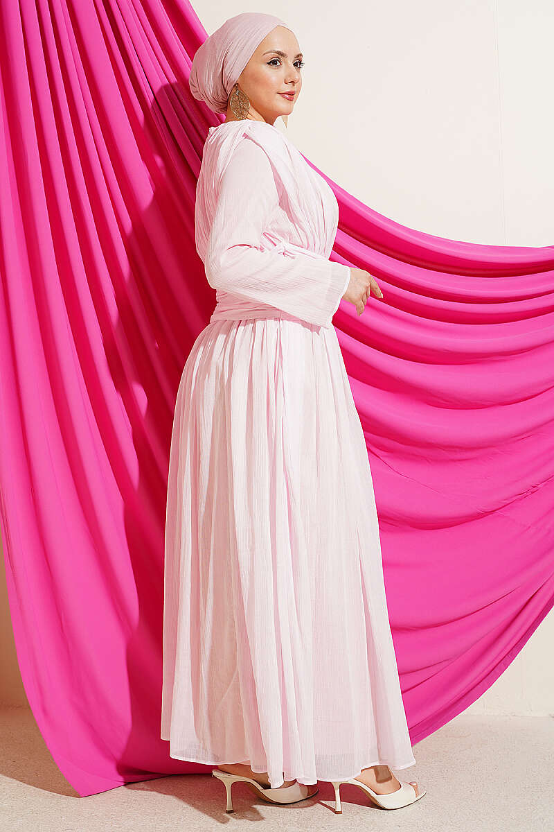 Dress with Gathered Waist - Pink
