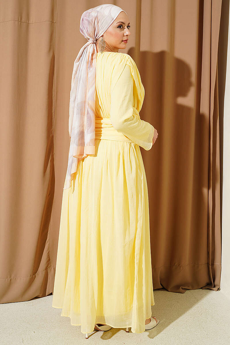 Dress with Gathered Waist - Yellow