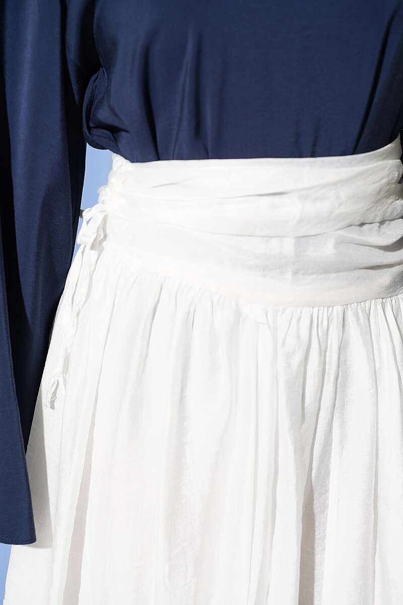 Skirt with Gathered Waist - White