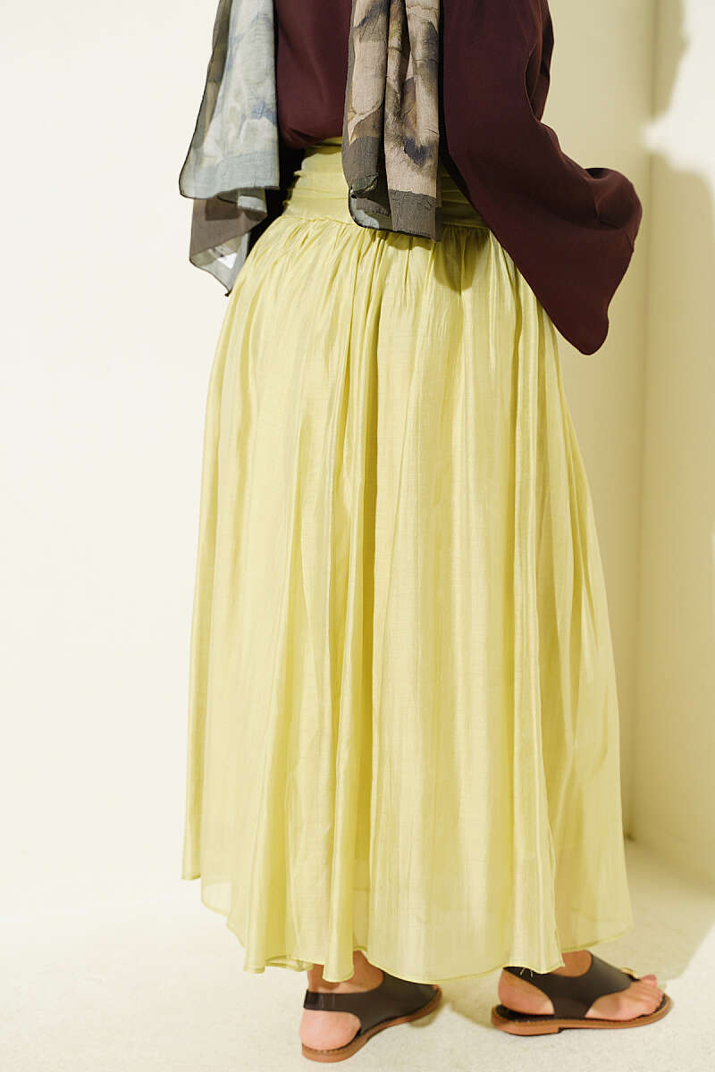 Skirt with Gathered Waist - Almond Green