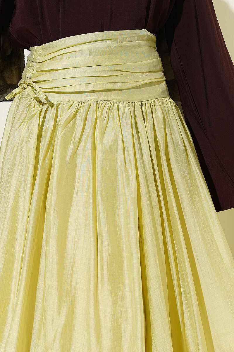 Skirt with Gathered Waist - Almond Green