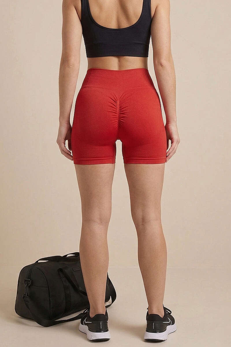 Sports Shorts with Waist Seam - Red